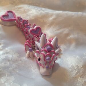 🔮NEW🔮Pink and White Heart Tadling Dragon Figurine